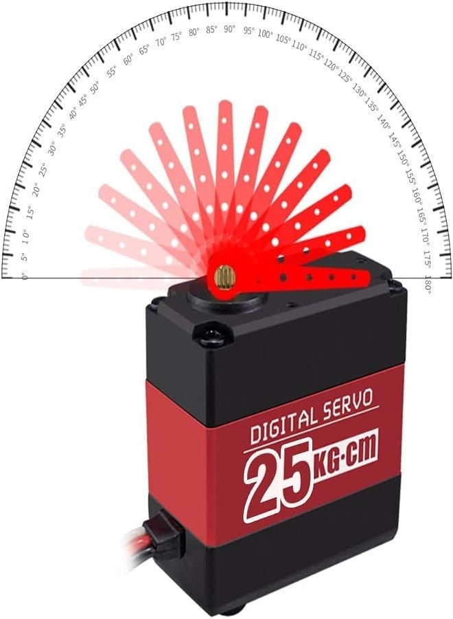 JUN-ELECTRON محرك سيرفو JUN-ELECTRON بقوة 25 كجم، سيرفو رقمي للتحكم عن بعد، سيرفو عالي العزم للتحكم عن بعد للترقيات، سيرفو صغير 1/10، سيرفو توجيه بتروس معدنية لسيارات التحكم عن بعد، روبوتات التحكم عن بعد، طائرات، أذرع روبوتية - Image 5